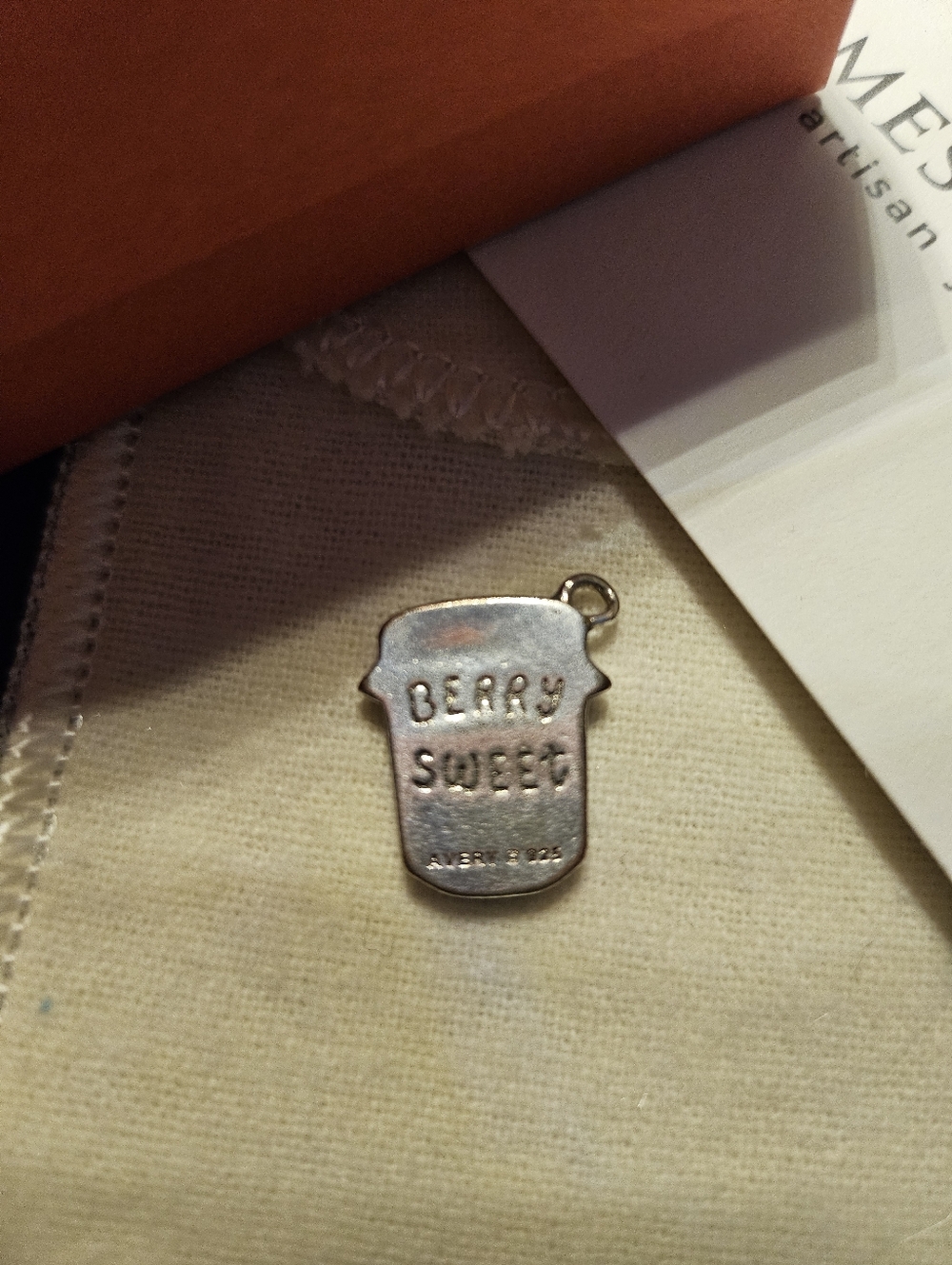 Sterling Silver Berry Jar Charm - Artisan Jewelry - Picture 2 of 2